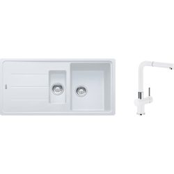 Franke BFG 651 Bianco Waschbecken, Active Plus Doccia Bianco Wasserhahn-Set